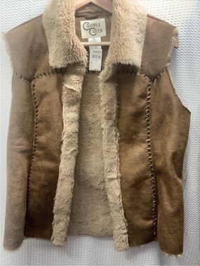 NWT Cripple Creek women's faux suede and shearling vest Sz XL